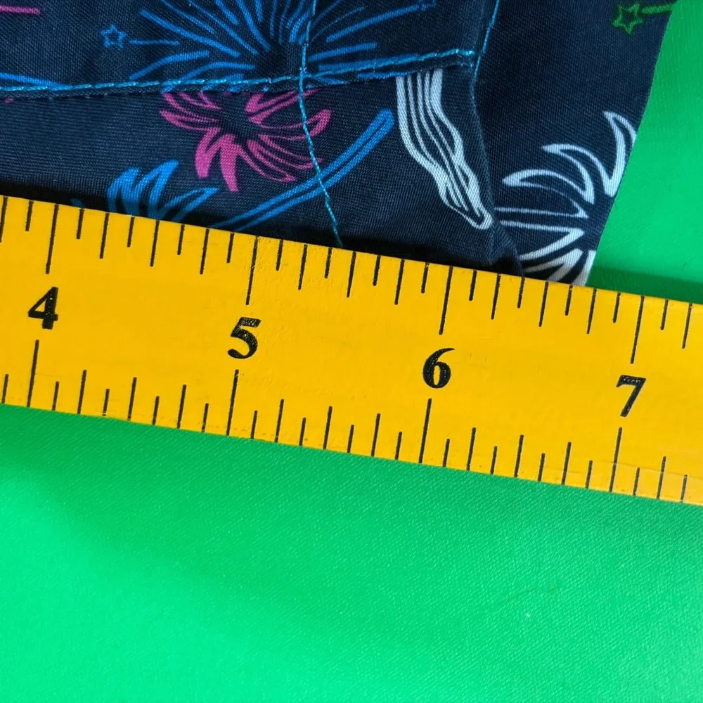 Beach Bros Swim Trunks Mens L Black Tropical Neon AOP Surf Board Shorts Vacation